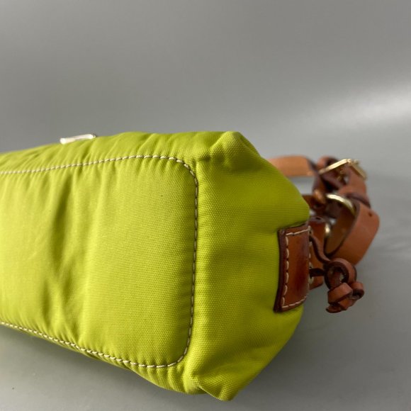 Dooney & Burke Green Nylon Brown Leather Trim/Strap Hobo Shoulder Bag - Picture 15 of 15